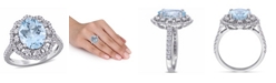 Macy's Aquamarine (2 3/4 ct. t.w.) and Diamond (3/4 ct. t.w.) Halo Ring in 14k White Gold